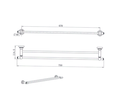 Medoc Double Towel Bar 750mm Brushed Nickel