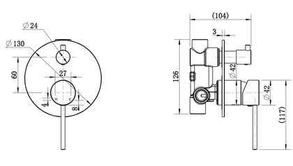 Star Mini Diverter Shower Mixer Brushed Nickel